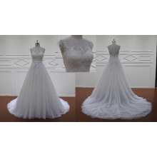 Perles de robe de mariée A-Line Sheer Gown